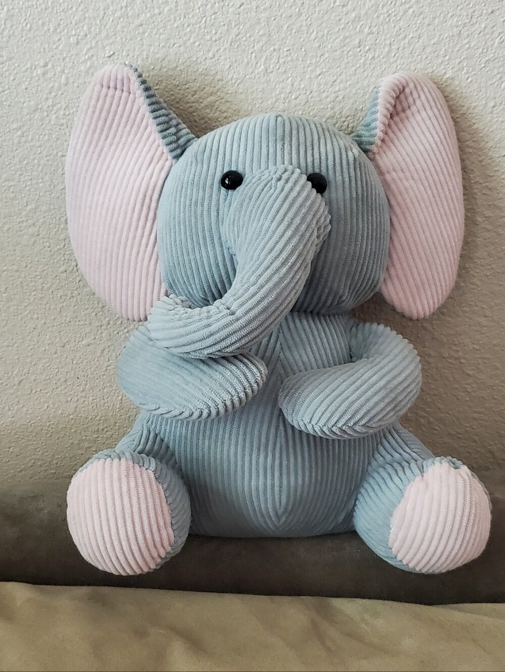 Heat & Hug Snuggle Buddy Gray Plush Corduroy Elephant With Heating Pouch 12"